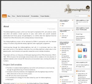 Screenshot of project blog