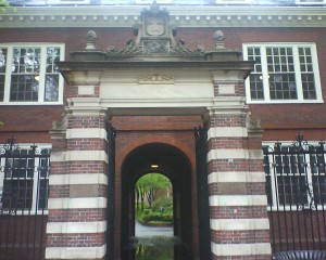 One of the gates to the yard at Harvard University