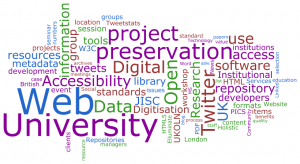 Most frequently used words in UKOLN blogs, February 2011
