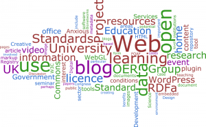 Wordle: Most frequently used words in UKOLN blogs, April 2011
