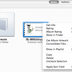 Right-click context menu for ebooks (iTunes screenshot)