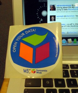 'Open Your Data' Sticker given out by Tim Berners-Lee