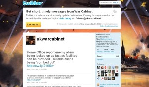 UK War Cabinet on twitter screenshot