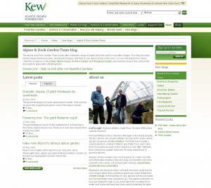 screenshot of Kew Gardens alpine and rock garden blog