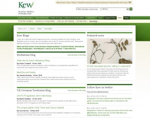 screenshot of Kew Gardens blog listing